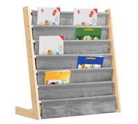 Libreria per bambini, scaffale a 6 livelli per libri, forniture scolastiche per cameretta dei bambini, asilo nido, scuola materna, multicolore, 75 x 30 x 76 cm, lino grigio, 1 pezzo