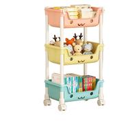 Libreria per bambini - Scaffale per bambini | Unità portaoggetti in legno | Organizzatore a più livelli con ruote, supporto per gabbia per giocattoli di peluche, mobili per cameretta dei bambini