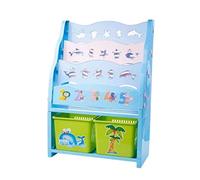 Libreria Per Libri E Decorazioni Scaffale Per Libri Scaffale Per Giocattoli Per La Casa Semplice Scaffale Per Libri Scaffale Per Immagini In Plastica Per Cartoni Animati(Blue 4Tiers,With 2 baskets)