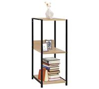 Libreria Piccola Dritta Nera Rovere 33.5x39.6x79.7 cm - Modern Bookshelf with 3 Shelves, Industrial Style for Living Room Veranda, Multilayer Wood & Steel, Easy Assembly, Max Load 45kg