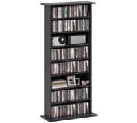 Libreria Porta CD e DVD 58x24x124,5 cm con 6 Ripiani Regolabili Nero