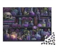 Libreria, pozioni magiche, libri e fiori-Teschio gotico Puzzle Per Adulti || 1000pcs (75x50cm) Puzzle Giochi Educativi,decorazioni Per La Casa
