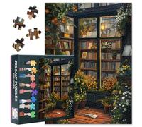Libreria puzzle, 1000 pezzi, per adulti, decorazione della casa, giochi di puzzle, libreria, con molte piante e fiori, puzzle per adulti, regali di compleanno per gli amanti del puzzle, 50 cm x 70 cm
