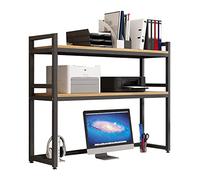 Libreria regolabile a 2 livelli, libreria da scrivania e supporto per stampante, scaffale aperto in legno per casa, ufficio, dormitorio, espositore compatto (75 x 32 x 90 cm)
