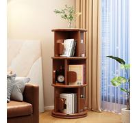 Libreria rotante a torre con fermalibri per piccoli spazi, in legno, girevole, espositore per librerie