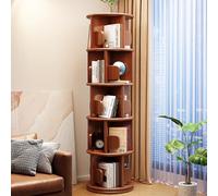 Libreria rotante a torre con fermalibri per piccoli spazi, in legno, girevole, espositore per librerie