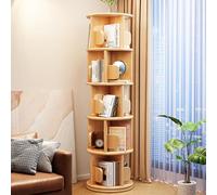 Libreria rotante a torre con fermalibri per piccoli spazi, in legno, girevole, espositore per librerie