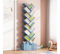 Libreria rotante - Design a forma di T con doppio rinforzo per ampio spazio di archiviazione, vetrina verticale, elegante soluzione salvaspazio per l'organizzazione domestica, perfetta per qualsiasi