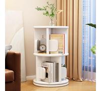 Libreria rotante in legno a torre con fermalibri rotonda espositore per camera da letto salvaspazio libreria girevole per pavimento rotazione a 360°