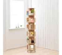 Libreria rotante in legno di pino, a 6 ripiani, con display a 360 gradi, per bambini e adulti, organizer multifunzionale per salotti e sale studio