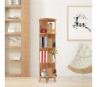 Libreria rotante in legno di pino, a 6 ripiani, con display a 360 gradi, per bambini e adulti, organizer multifunzionale per salotti e sale studio