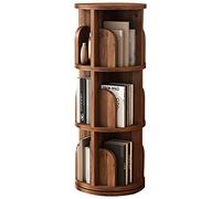 Libreria rotante in legno massello, scaffale rotondo a 360 gradi, per studio, soggiorno, camera da letto, libreria da pavimento