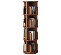 Libreria rotante in legno massello, scaffale rotondo a 360 gradi, per studio, soggiorno, camera da letto, libreria da pavimento