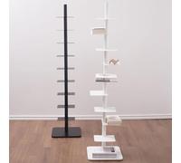 Libreria rotante in metallo, a torre verticale a 9 ripiani, rotazione libera su tre lati per piccoli spazi, design alto e stretto per una facile conservazione dei libri