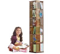 Libreria Rotante Salvaspazio, Libreria Girevole 360 Gradi, Torre Girevole per Libri a 5/6 Livelli, Libreria ad Angolo per Piccoli Spazi, per Camera da Letto (Color : BROWN, Size : 6 TIER)