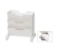 Libreria Rotolante, Scaffale Mobile Bianco 3 Strati 3 Strati di Grande capacità Materiale Plastico Libreria Mobile Libreria 3 Scaffale Universale Sotto la Scrivania Libreria per la Scuola Domestica