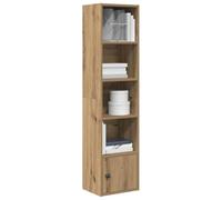 Libreria Rovere Artigianale 31x24x127 cm in Legno Multistrato, Bookcase with Door, Rustic Oak Finish, Multi-Shelf Storage for Books, Display Cabinet for Living Room, Bedroom, Office, Easy Assembly