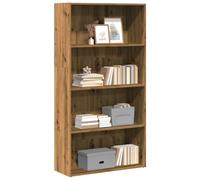 Libreria Rovere Artigianale 80x30x152 cm in Legno Multistrato - Rustic Oak Bookshelf with Open Compartments for Living Room Bedroom Durable Particle Board Storage Shelf for Books DVDs & Decor