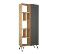 Libreria Rovere ed Atracite Moderna Scaffale Rettangolare con 11 Vani in Legno