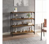 Libreria rovere fumo 100x33x100 cm Industrial Bookshelf with 4 Shelves, Sturdy Engineered Wood and Steel Structure for Living Room, Office, Storage Organizer for Books, DVD, Gaming Console