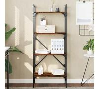 Libreria Rovere Fumo 4 Ripiani 56x31,5x138,5 cm Multistrato - Modern Bookshelf with Steel Frame Engineered Wood, Sturdy Storage Solution for Living Room Office, Easy Assembly & Wall Mountable