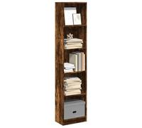 Libreria Rovere Fumo 40x24x176 cm in Legno Multistrato - Modern Bookshelf with Ample Storage Space for Living Room Bedroom Durable Engineered Wood Furniture for Books, Decor & Media Organization