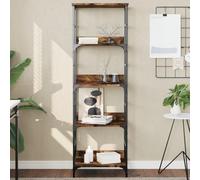 Libreria Rovere Fumo 50x33x153 cm in Legno Multistrato - Modern Industrial Bookshelf with 4 Shelves, Sturdy Steel Frame & Raised Edges for Home Office Decor, Space Saving Storage Solution