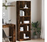 Libreria Rovere Fumo 57x28.5x174 cm in Legno Multistrato - Modern Bookcase with 10 Compartments, Sturdy & Spacious Storage Shelf for Living Room, Office, Durable Plywood Furniture, Easy to Clean