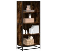 Libreria Rovere Fumo 60x35x139 cm Bookshelf Industrial Style for Living Room Bedroom, Sturdy Multilayer Wood & Metal Open Shelf with 4 Compartments, Modern Storage Solution for Books DVDs Decor