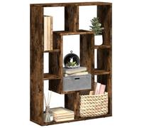 Libreria Rovere Fumo 63x20x90 cm in Truciolato - Modern Geometric Bookshelf with 7 Storage Compartments, Versatile Room Organizer for Living Room, Bedroom, Study - Durable Board, Easy Assembly