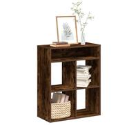 Libreria Rovere Fumo 66x31x80 cm in Legno Multistrato - Modern Bookcase with 4 Shelves, Sturdy Particle Board, Elegant Smoke Oak Finish, for Living Room, Bedroom, Office Easy & Wall Mountable