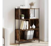 Libreria Rovere Fumo 72x28x109 cm in Legno Multistrato - Modern Bookcase with 5 Shelves, Sturdy Storage Shelf for Living Room, Bedroom, Office - Smoke Oak Finish, Powder Coated Steel Max Load 20kg