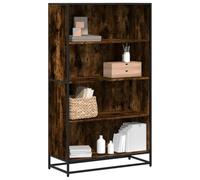 Libreria Rovere Fumo 80.5x35x139 cm Industrial Bookshelf for Living Room & Bedroom, Sturdy Multilayer Wood Metal Open Shelf with 4 Compartments, Modern Storage Solution for Books DVDs & Decor
