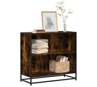 Libreria Rovere Fumo 80,5x35x76 cm in Legno Multistrato - Modern Bookcase with 2 Shelves, Industrial Style Storage Unit for Living Room Office, Sturdy Metal Frame & Chipboard, Smoke Oak Finish