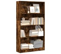 Libreria Rovere Fumo 80x24x143 cm in Legno Multistrato, Bookshelf with Large Storage Space, Sturdy and Durable Plywood, Modern Design for Living Room Bedroom Office, Easy to Clean and Assemble