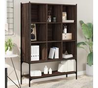 Libreria Rovere Marrone 102x30x141.5 cm in Legno Multistrato, Bookshelf with 9 Open Shelves, Space Saving Storage Unit for Living Room, Bedroom, Office, Sturdy Steel Frame & Multilayer Wood Design