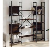 Libreria Rovere Marrone 155, 5x24x166, 5 cm in Legno Multistrato - Modern Bookcase with Wide Storage Space, Sturdy Structure for Living Room, Bedroom, Office - Brown Oak Finish, Coated Steel Frame