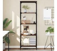 Libreria Rovere Marrone 5 Ripiani 59x35x171cm Legno Multistrato, Scaffale Libri Moderno per Soggiorno e Ufficio, Libreria in Legno con Struttura Metallica, Ampio Spazio e Piedini Regolabili