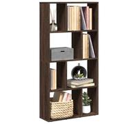 Libreria Rovere Marrone 60x20x120 cm in Truciolato - Modern Geometric Design Bookcase with 8 Shelves, Versatile Storage Unit for Living Room, Bedroom, Office - Durable Particle Board, Easy Assembly