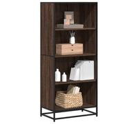 Libreria Rovere Marrone 60x35x139 cm in Truciolato - Modern Bookshelf with 4 Open Shelves for Living Room Bedroom Sturdy Multilayer Wood Metal Frame Holds 80kg Easy Assembly & Maintenance