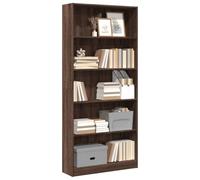 Libreria Rovere Marrone 80x24x176 cm in Legno Multistrato, Modern Bookcase with 5 Shelves for Living Room & Bedroom, Sturdy Multilayer Wood Storage Shelf for Books, Decor, Easy Assembly & Maintenance