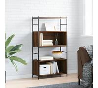 Libreria Rovere Marrone 80x30x145.5cm Industrial Bookshelf, Sturdy Multilayer Wood & Metal Frame, Adjustable Feet for Home Office Storage, Wall Mountable Brown Oak Style Shelf