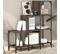 Libreria Rovere Marrone 92x30x102cm Bookcase with Metal Frame, Sturdy Engineered Wood Shelves, Adjustable Feet for Living Room, Office, Ideal for Books, Plants, Decor, Max Load 100kg, Wall Mountable