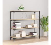Libreria Rovere Sonoma 100x33x100cm Industrial Bookshelf with 4 Shelves, Multipurpose Storage Unit for Living Room & Office, Sturdy Engineered Wood & Steel Construction, Easy Sonoma Oak Finish