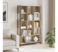 Libreria Rovere Sonoma 102x28x172 cm in Legno Multistrato, Bookshelf with Wide Storage Space, Sturdy Steel and Plywood Structure, Modern Shelf for Living Room, Bedroom, Office, Home Decor Organizer