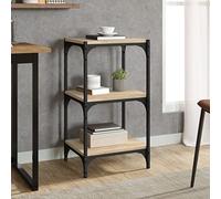 Libreria Rovere Sonoma 40x33x70.5cm Industrial Bookshelf with 3 Shelves, Multilayer Wood & Steel Structure, Wall Mountable Storage Unit for Living Room, Office, TV Stand, DVD Organizer