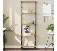 Libreria Rovere Sonoma 50x33x153 cm in Legno Multistrato, Industrial Style Bookshelf with 4 Shelves, Sturdy Multipurpose Storage Unit for Home Office, Rustic Oak Finish, Wall Mountable