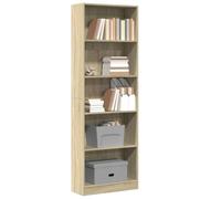 Libreria Rovere Sonoma 60x24x176 cm in Legno Multistrato - Modern Bookcase with Ample Storage Space for Living Room Bedroom Durable Multilayer Wood Shelf for Books, Decor & Media Organization