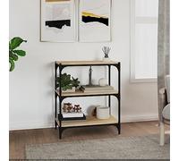 Libreria Rovere Sonoma 60x33x70.5cm Industrial Bookshelf with 3 Shelves, Multilayer Wood & Steel Storage Unit for Living Room Office, Sturdy TV Stand Media Organizer for DVD Console Decor