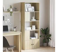 Libreria Rovere Sonoma 70x36x189 cm in Legno Multistrato, Bookcase with Multiple Shelves, Sturdy Wooden Storage Shelf for Living Room, Bedroom, Office, Modern Home Decor, Easy Assembly